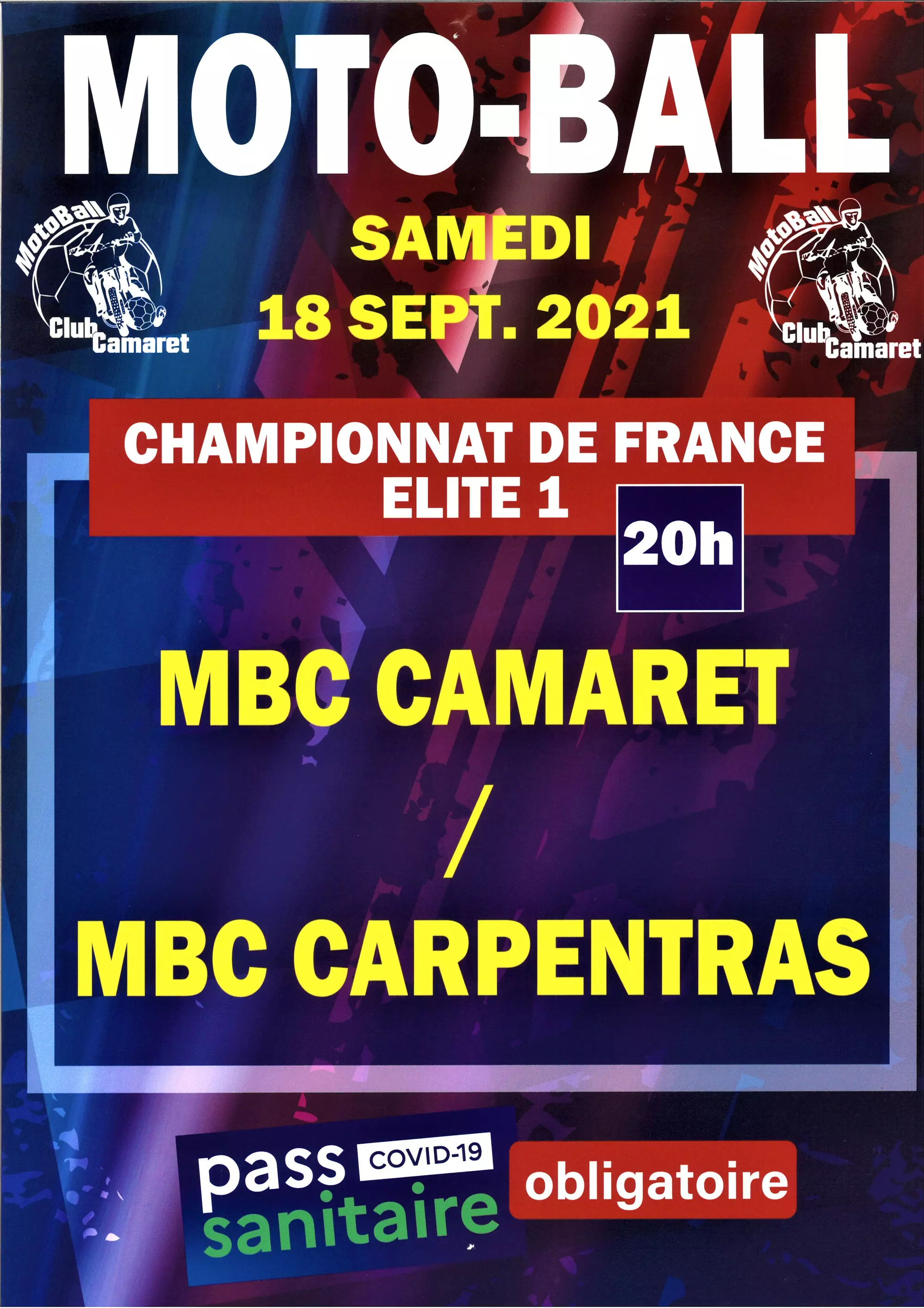 Match de Moto-Ball MBC Camaret / MBC Carpentras - Samedi 18 septembre 2021 à 20h00