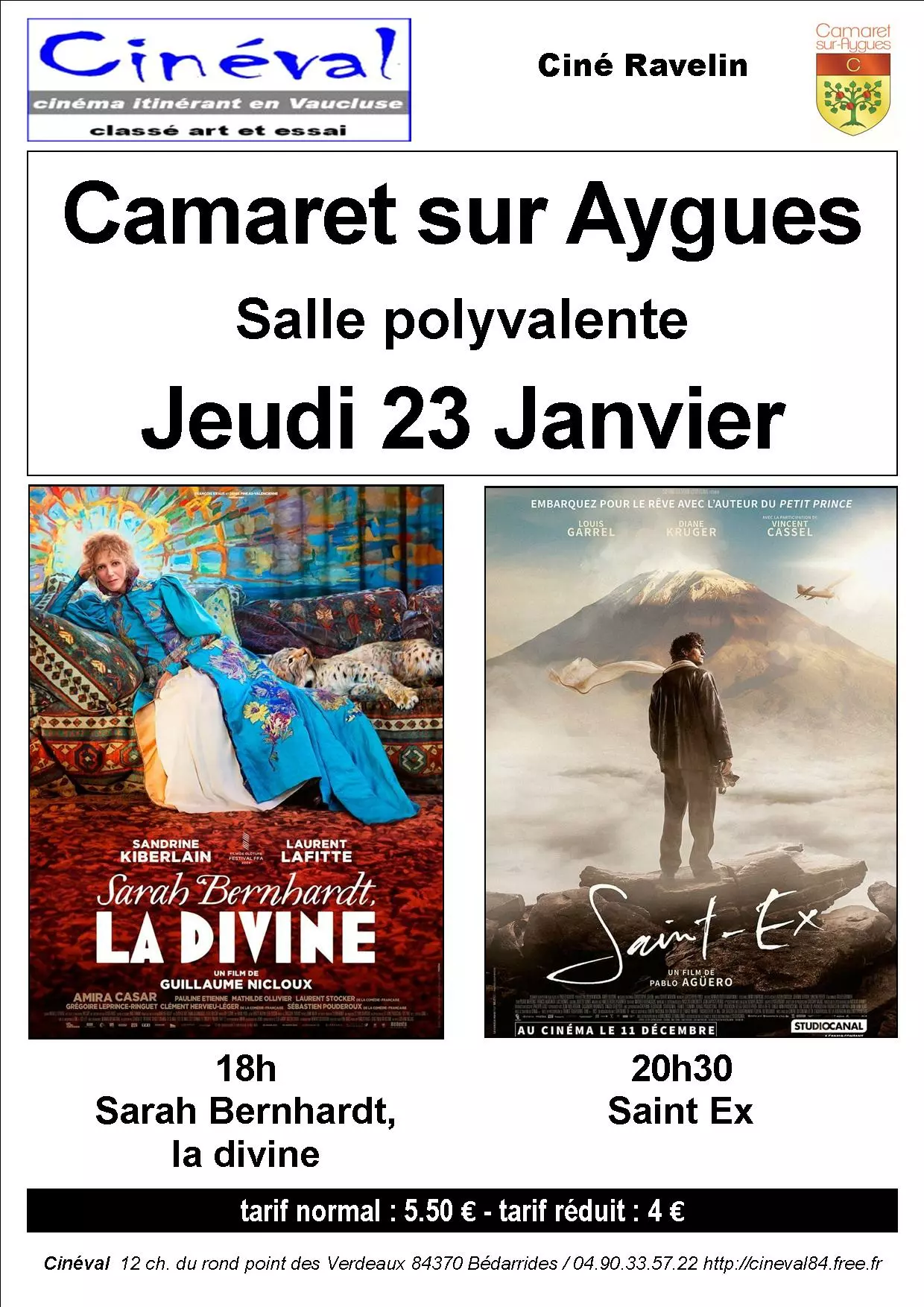 Le Ciné Ravelin vous propose la projection de deux nouveaux films ce jeudi 23 janvier à la salle polyvalente de Camaret