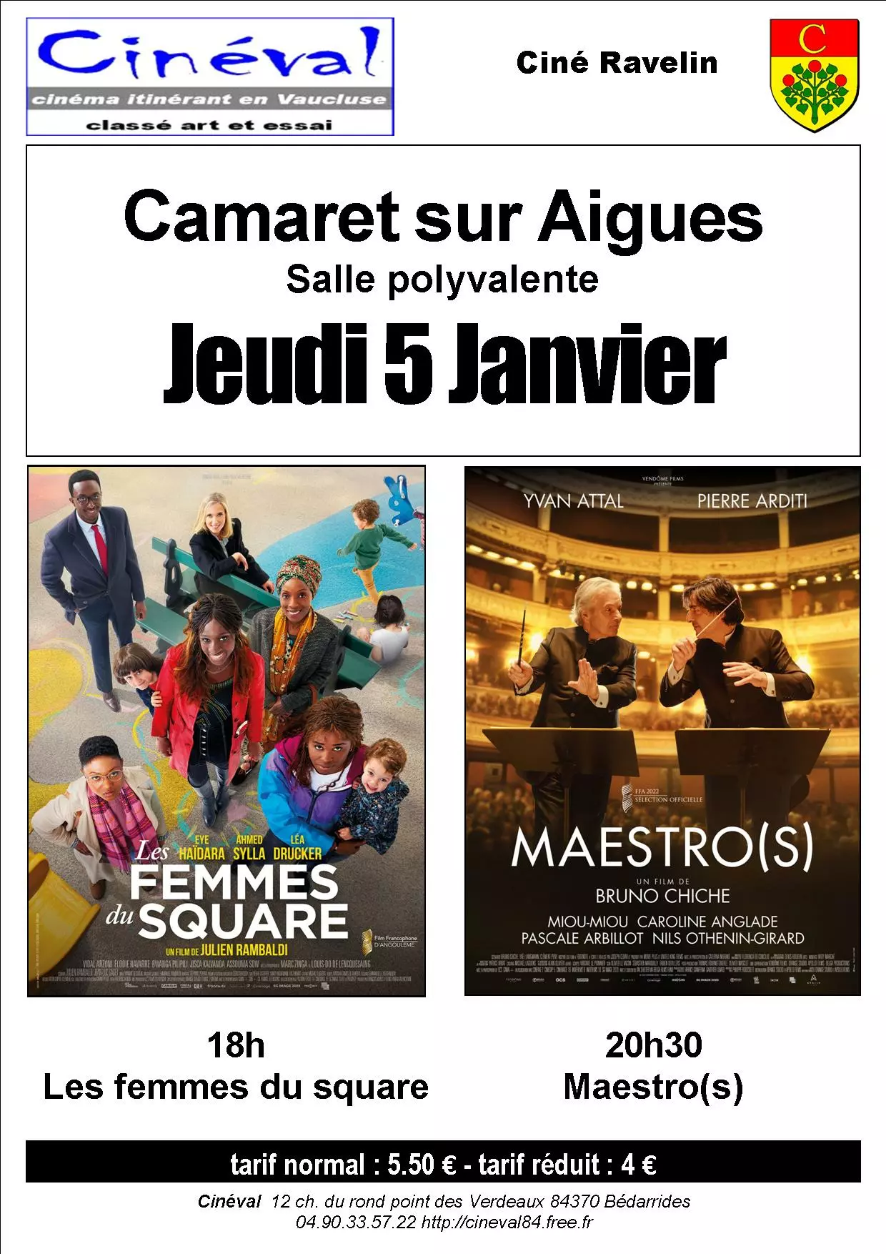 Séances du Ciné-Ravelin du jeudi 5 janvier 2023