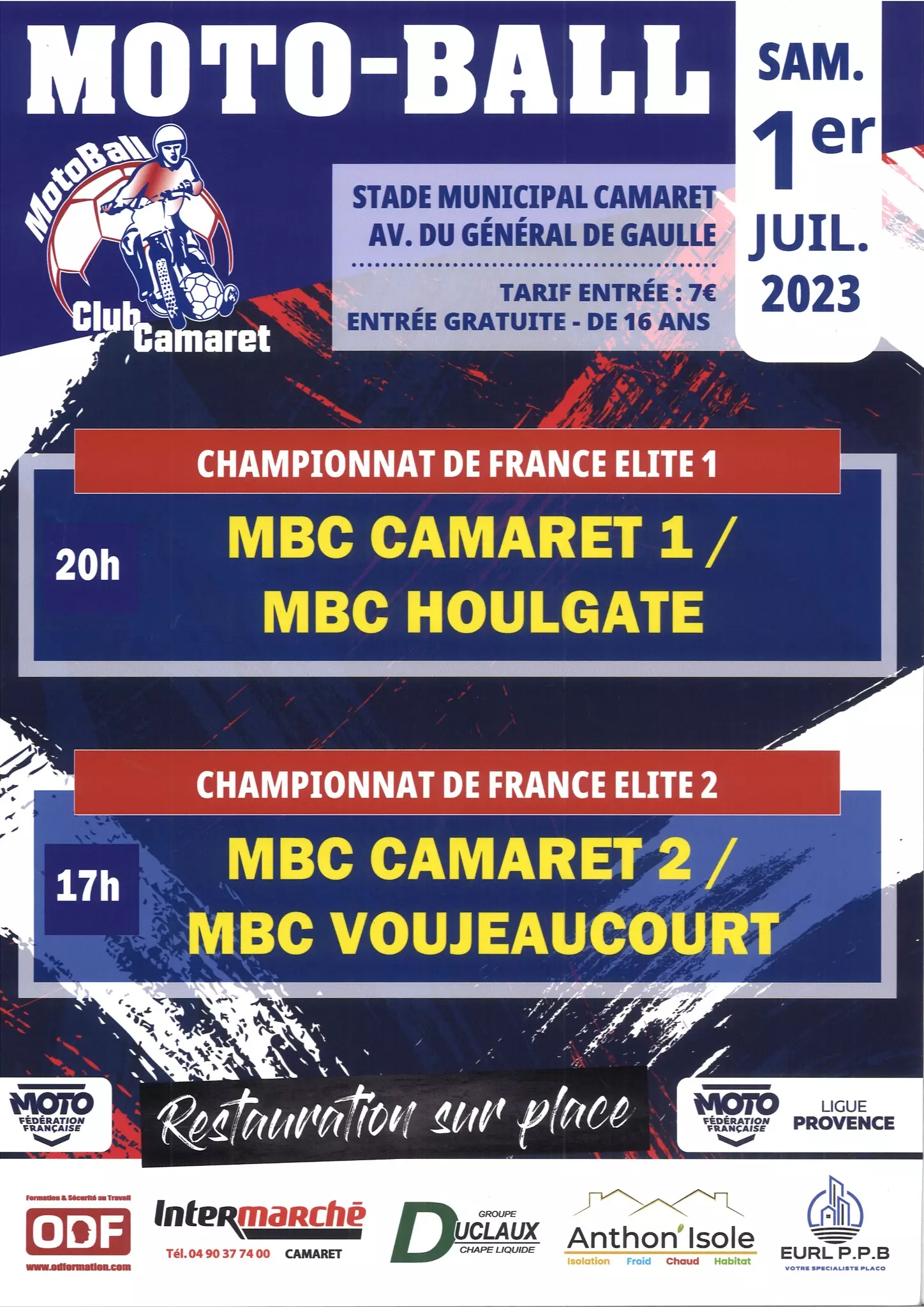 MBC Camaret / MBC Houlgate le samedi 1er juillet à 20h00