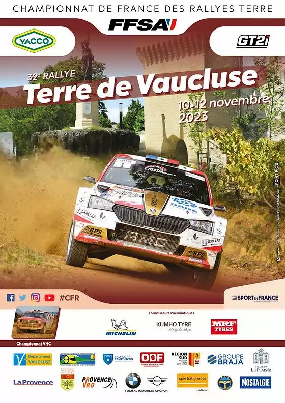 32ème Rallye Terre de Vaucluse le vendredi 10, samedi 11 et dimanche 12 novembre 2023
