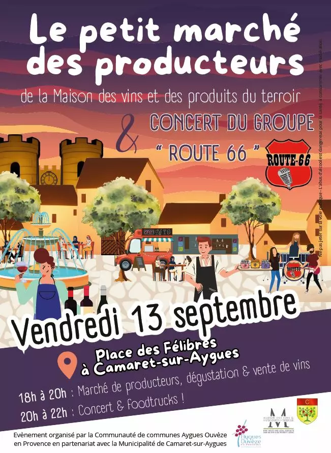 Petit marché des producteurs et concert de la Maison des vins le vendredi 13 septembre à partir de 18h00