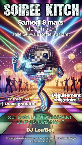 ASC Kitch Party : soirée dansante et déguisée de l'Avenir Sportif Camaretois le samedi 8 mars à partir de 19h00 à la salle René Roussière