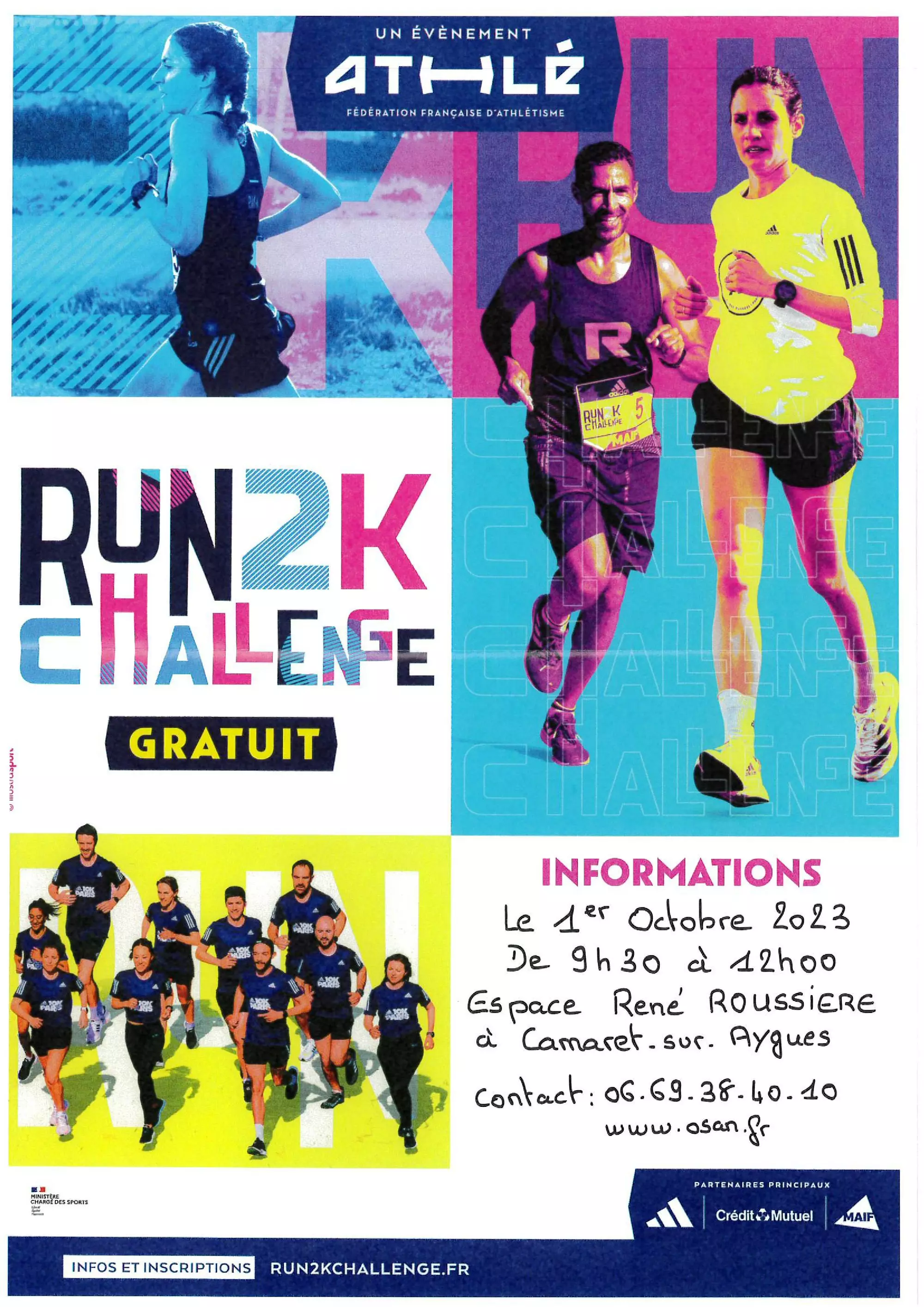Journées Portes Ouvertes du « RUN 2K CHALLENGE » le dimanche 1er octobre 2023 de 9h30 à 12h00 à l'espace René Roussière