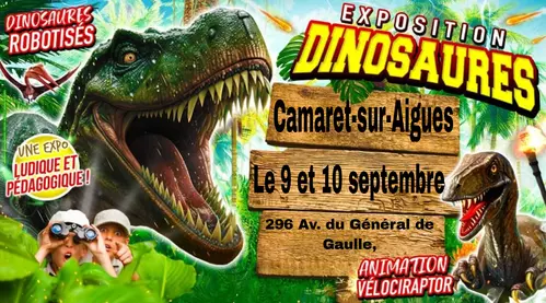 Exposition sur les dinosaures le samedi 9 et dimanche 10 septembre sur le parking sud de l'espace René Roussière