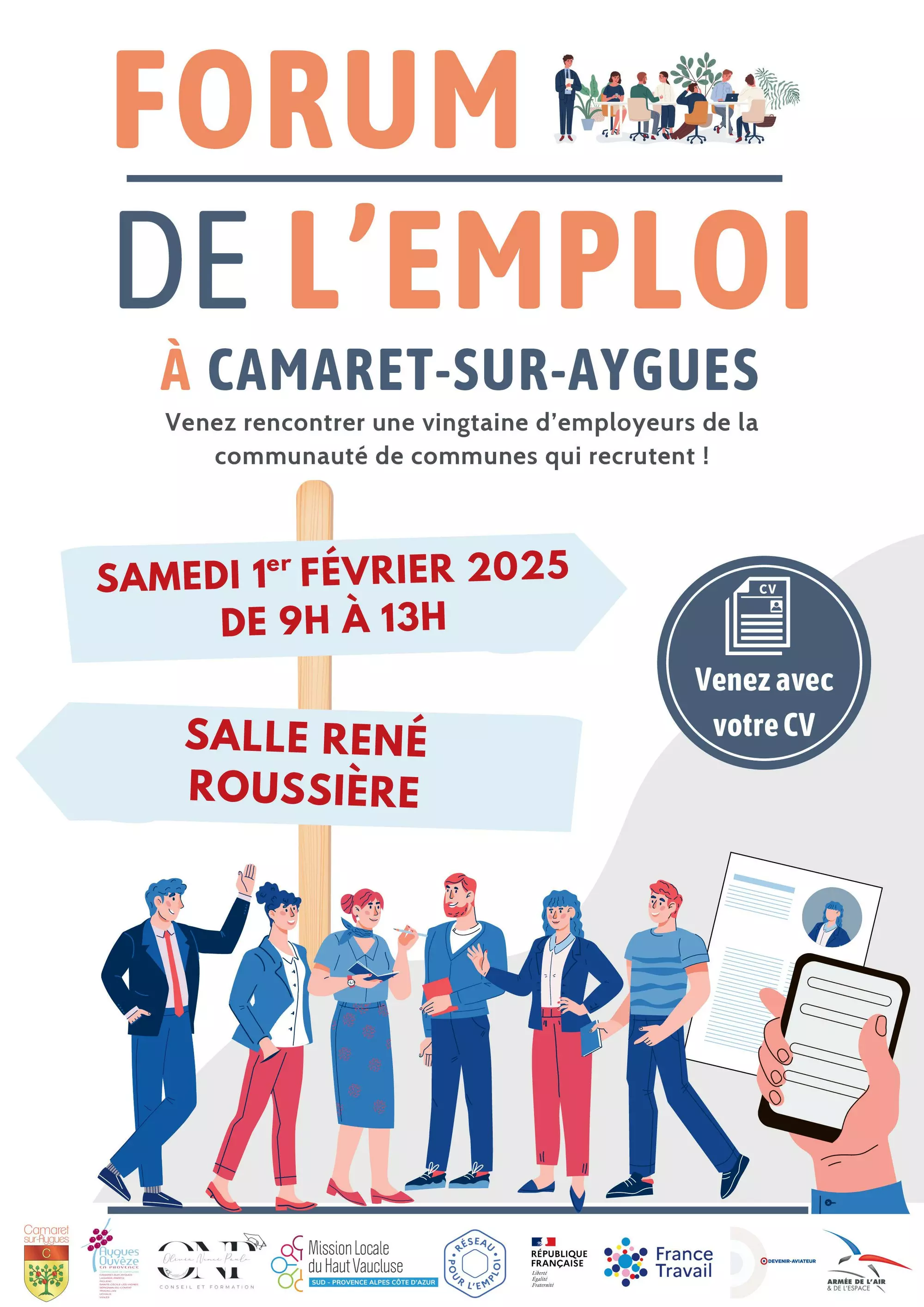 Forum de l'emploi le samedi 1er février 2025 de 9h00 à 13h00 à la salle René Roussière