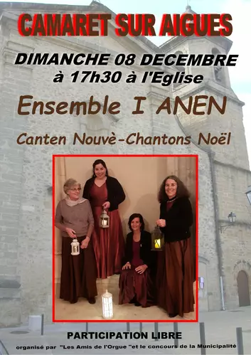 Concert de Noël des Amis de l'Orgue avec l'Ensemble « I Anen » le dimanche 8 décembre 2024 à 17h30 à l'église Saint Andéol