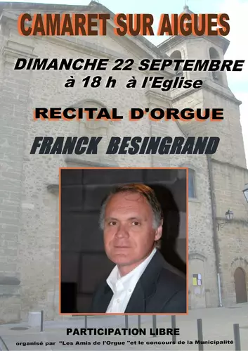 Concert des Amis de l'Orgue le dimanche 22 septembre 2024 à 18h00 à l'église Saint Andéol