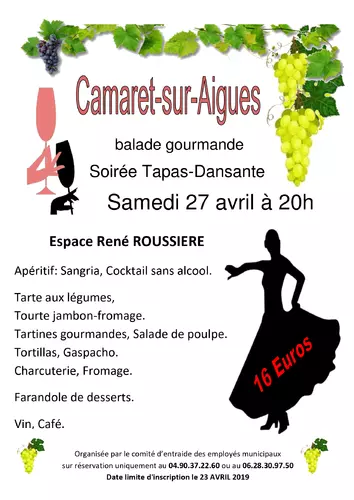 Soirée tapas du 27 avril à 20h