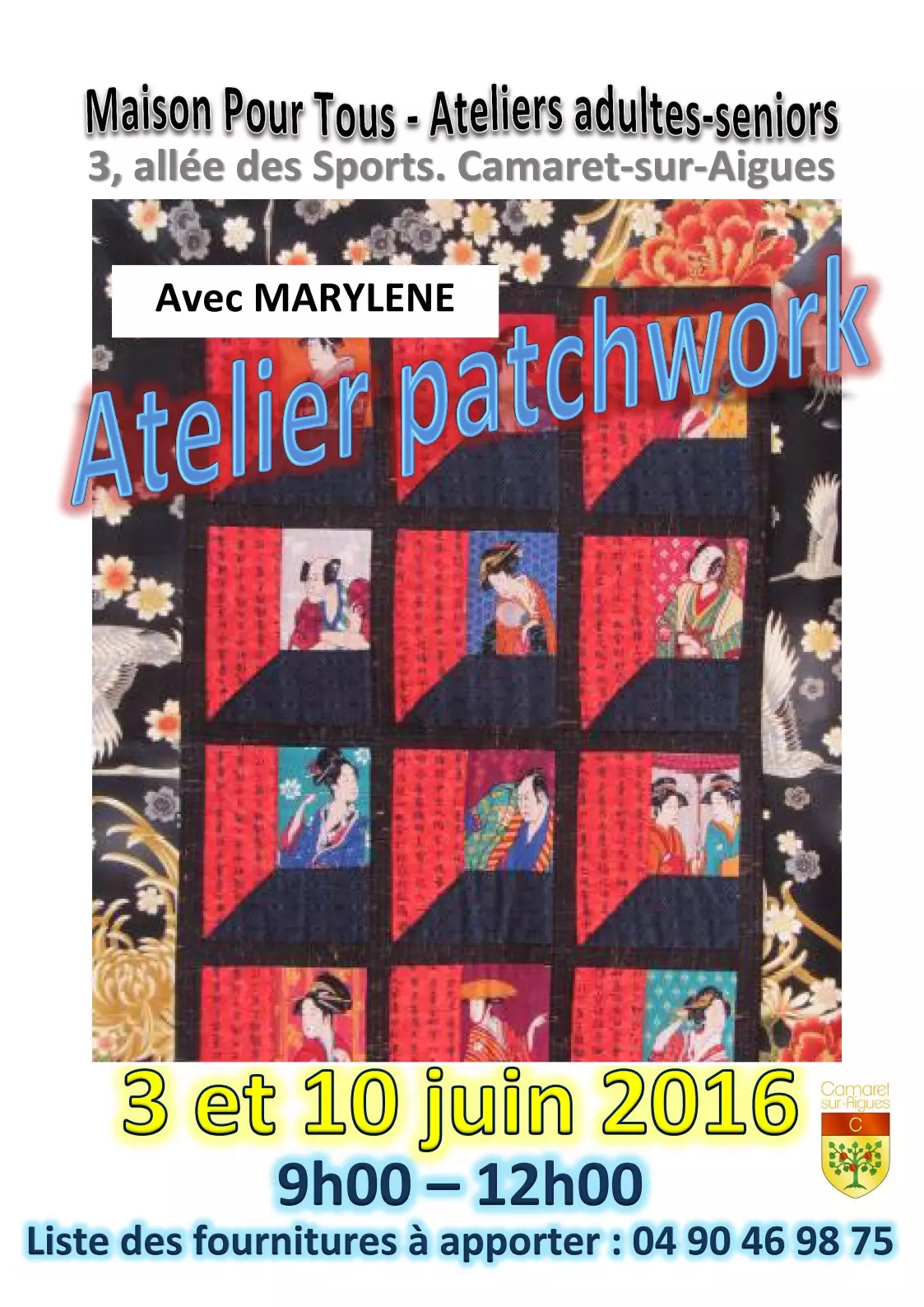 ATELIERS PATCHWORK A LA MAISON POUR TOUS