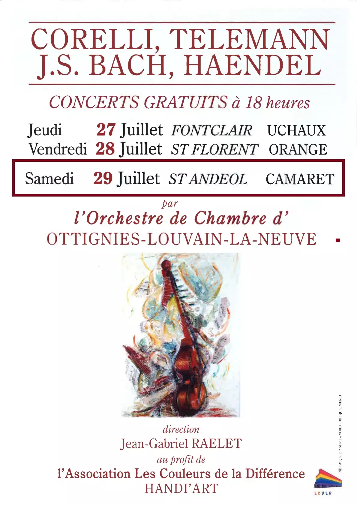 CONCERT GRATUIT CORELLI, TELEMANN, BACH, HAENDEL