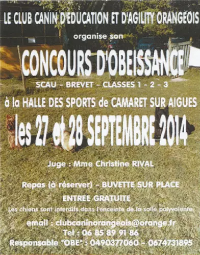 CONCOURS D’OBÉISSANCE CANINE