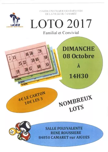 LOTO DU COMITÉ D'ENTRAIDE DE LA MAIRIE