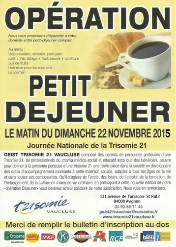 OPÉRATION PETIT-DÉJEUNER LE 22 NOVEMBRE 