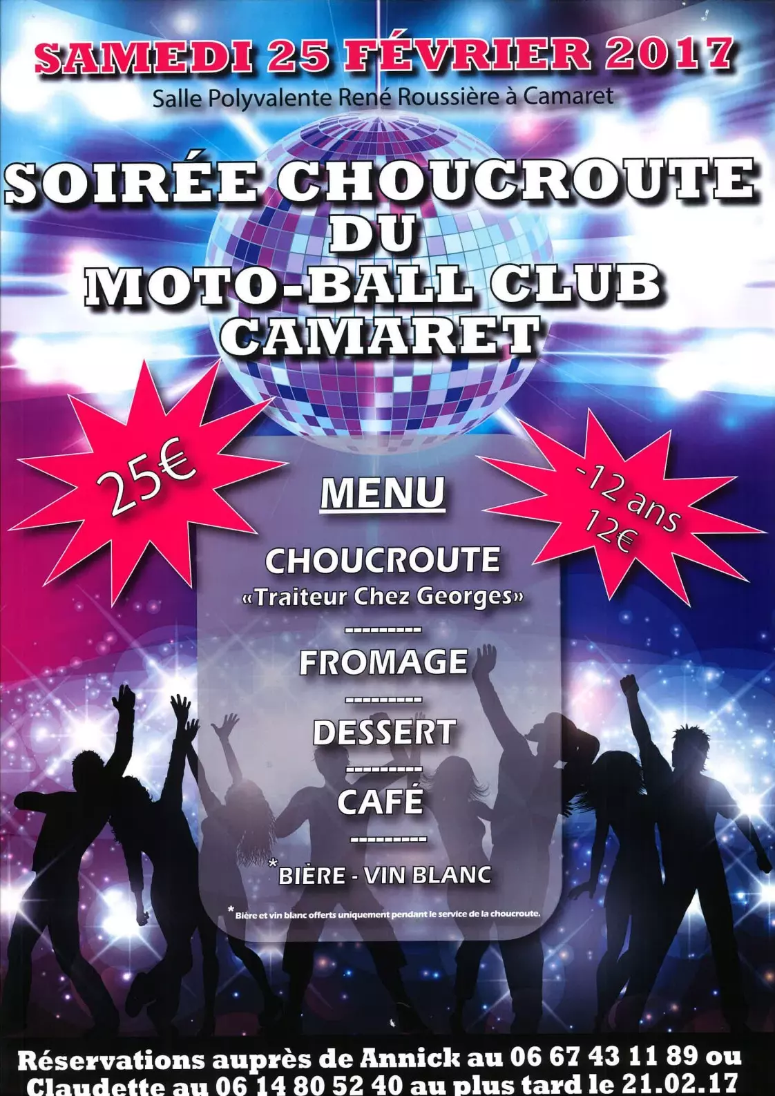 SOIRÉE CHOUCROUTE AU MOTOBALL SAMEDI 25 FEVRIER