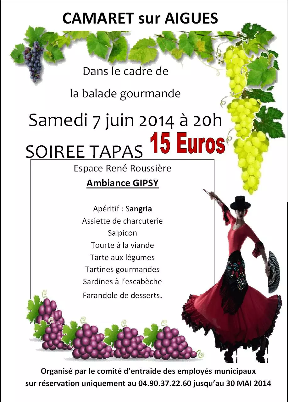 Soirée Tapas le 7 juin - Salle Roussière