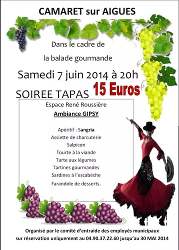 Soirée Tapas le 7 juin - Salle Roussière