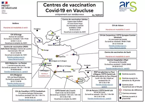 Covid-19 : informations importantes de la Préfecture de Vaucluse sur la vaccination mise en place à compter du 18 janvier 2021