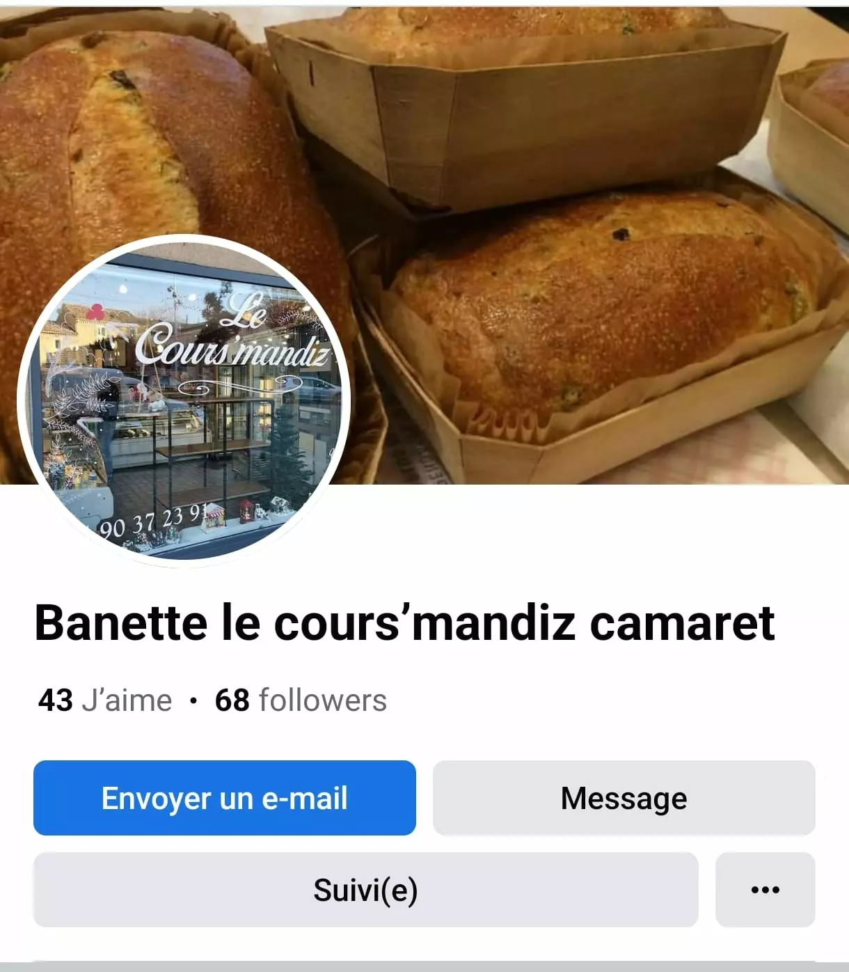 Nouvelle page Facebook pour votre boulangerie-pâtisserie le Cours'mandiz