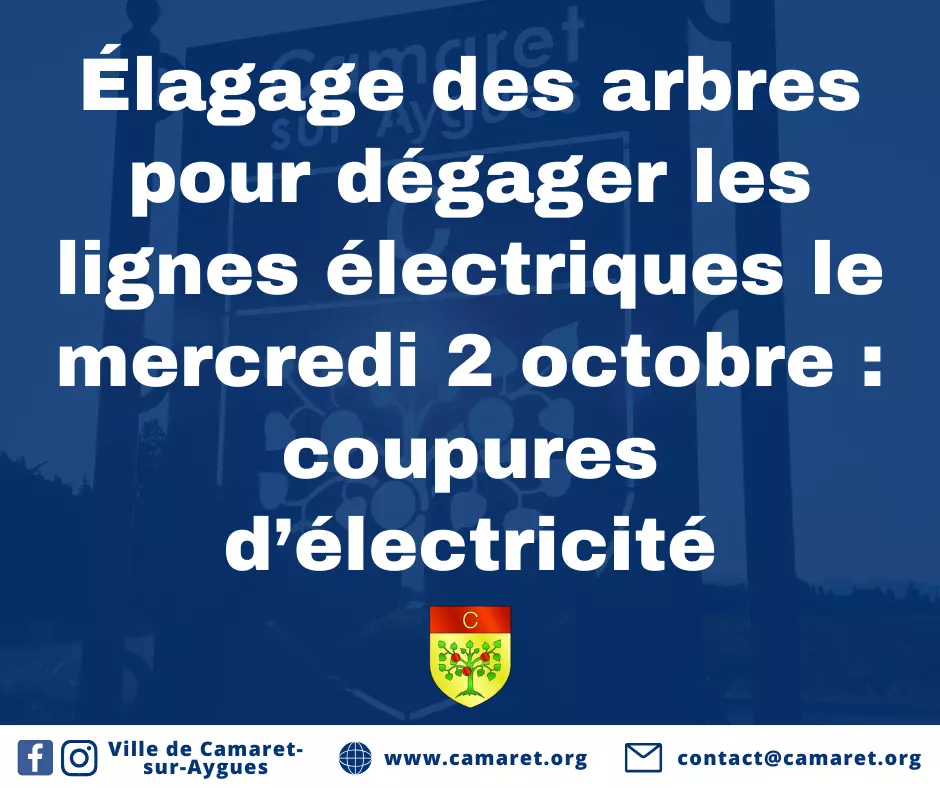 Élagage des arbres pour dégager les lignes électriques le mercredi 2 octobre : coupures d’électricité