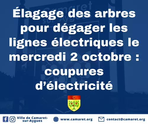 Élagage des arbres pour dégager les lignes électriques le mercredi 2 octobre : coupures d’électricité