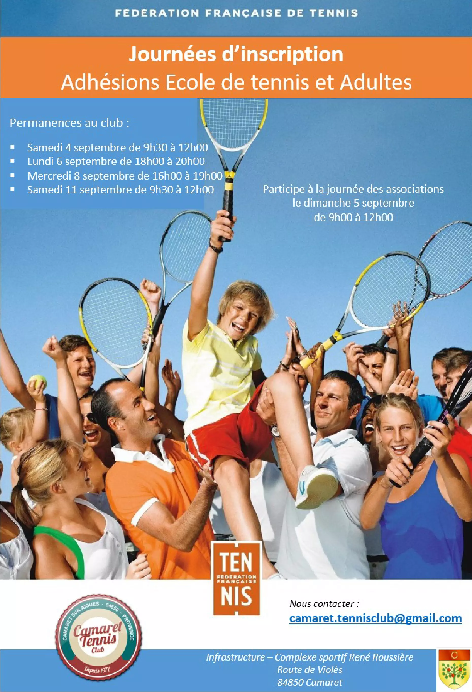 Le Camaret Tennis Club vous informe sur leurs permanences d'adhésion