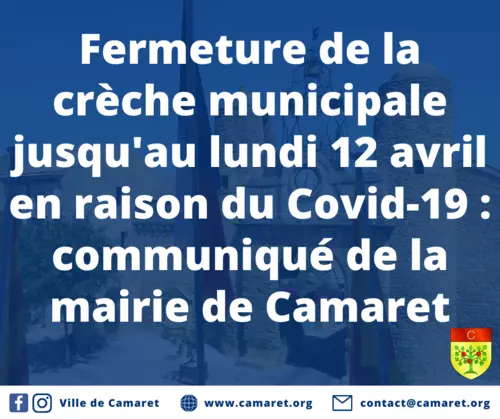 Fermeture de la crèche municipale jusqu'au lundi 12 avril en raison du Covid-19 : communiqué de la mairie