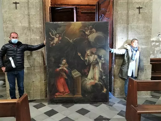 Restauration du tableau représentant l’Annonciation de l'église Saint Andéol
