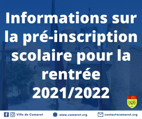 Informations sur la pré-inscription scolaire pour la rentrée 2021/2022