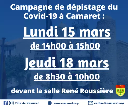 Campagne de dépistage du Covid-19 à Camaret [Mise à jour le vendredi 12 mars 2021]