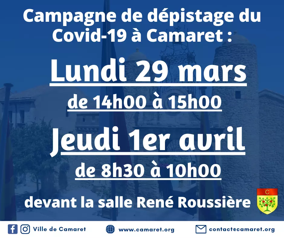 Campagne de dépistage du Covid-19 à Camaret [Mise à jour le vendredi 26 mars 2021]