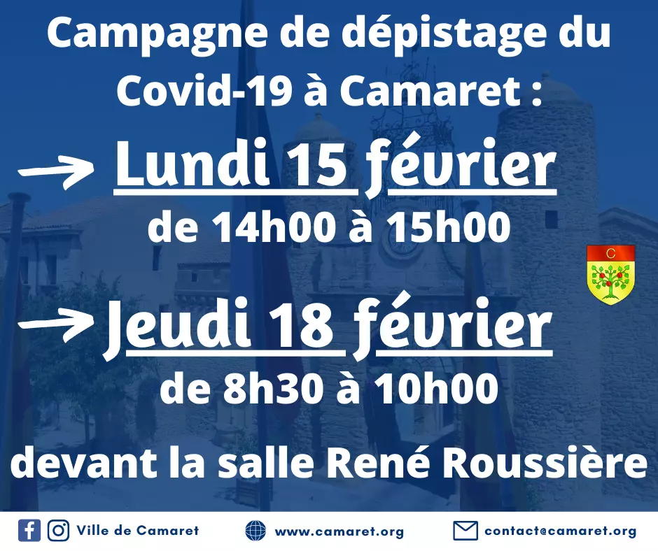Campagne de dépistage du Covid-19 à Camaret [Mise à jour le dimanche 14 février 2021]