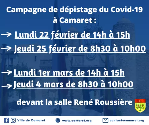 Campagne de dépistage du Covid-19 à Camaret [Mise à jour le vendredi 19 février 2021]